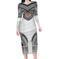 Flying Fijians Pacific Fiji Rugby Custom Family Matching Long Sleeve Bodycon Dress and Hawaiian Shirt Polynesian Pattern