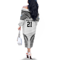 Flying Fijians Pacific Fiji Rugby Custom Family Matching Off The Shoulder Long Sleeve Dress and Hawaiian Shirt Polynesian Pattern