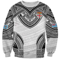 Flying Fijians Pacific Fiji Rugby Custom Sweatshirt Polynesian Pattern LT9 Unisex White - Polynesian Pride
