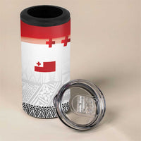 Ikale Tahi Pacific Tonga Rugby Custom 4 in 1 Can Cooler Tumbler Tongan Ngatu with Flag Pattern