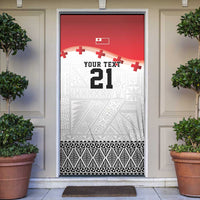 Ikale Tahi Pacific Tonga Rugby Custom Door Cover Tongan Ngatu with Flag Pattern - Polynesian Pride