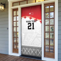 Ikale Tahi Pacific Tonga Rugby Custom Door Cover Tongan Ngatu with Flag Pattern - Polynesian Pride