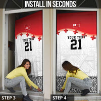 Ikale Tahi Pacific Tonga Rugby Custom Door Cover Tongan Ngatu with Flag Pattern - Polynesian Pride