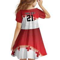 Ikale Tahi Pacific Tonga Rugby Custom Family Matching Off The Shoulder Long Sleeve Dress and Hawaiian Shirt Tongan Ngatu with Flag Pattern LT9 - Polynesian Pride