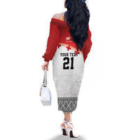 Ikale Tahi Pacific Tonga Rugby Custom Family Matching Off The Shoulder Long Sleeve Dress and Hawaiian Shirt Tongan Ngatu with Flag Pattern LT9 - Polynesian Pride