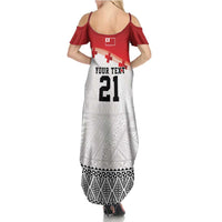 Ikale Tahi Pacific Tonga Rugby Custom Family Matching Summer Maxi Dress and Hawaiian Shirt Tongan Ngatu with Flag Pattern