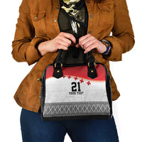 Ikale Tahi Pacific Tonga Rugby Custom Shoulder Handbag Tongan Ngatu with Flag Pattern