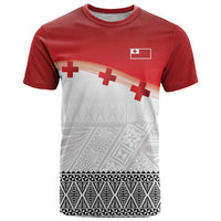 Ikale Tahi Pacific Tonga Rugby Custom T Shirt Tongan Ngatu with Flag Pattern
