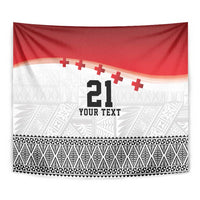 Ikale Tahi Pacific Tonga Rugby Custom Tapestry Tongan Ngatu with Flag Pattern