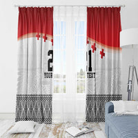 Ikale Tahi Pacific Tonga Rugby Custom Window Curtain Tongan Ngatu with Flag Pattern