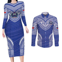 Manu Samoa Pacific Samoa Rugby Custom Couples Matching Long Sleeve Bodycon Dress and Long Sleeve Button Shirt Polynesian Pattern