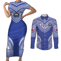 Manu Samoa Pacific Samoa Rugby Custom Couples Matching Short Sleeve Bodycon Dress and Long Sleeve Button Shirt Polynesian Pattern