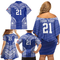 Manu Samoa Pacific Samoa Rugby Custom Family Matching Off Shoulder Short Dress and Hawaiian Shirt Polynesian Pattern