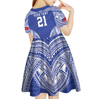 Manu Samoa Pacific Samoa Rugby Custom Kid Short Sleeve Dress Polynesian Pattern LT9 - Polynesian Pride