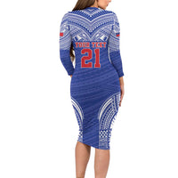 Manu Samoa Pacific Samoa Rugby Custom Long Sleeve Bodycon Dress Polynesian Pattern LT9 - Polynesian Pride