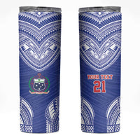 Manu Samoa Pacific Samoa Rugby Custom Skinny Tumbler Polynesian Pattern LT9 Blue - Polynesian Pride