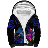 Custom American Samoa Sherpa Hoodie Manu'a Cession Day Polynesian Tribal LT9 Unisex Gradient Blue - Polynesian Pride