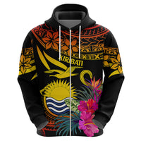 Polynesian Kiribati Independence Day Hoodie Kiribati Emblem with Hibiscus Pacific Beauty LT9 - Polynesian Pride