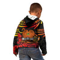 Custom PNG Remembrance Day Kid Hoodie Polynesian Tribal and Poppy LT9 - Polynesian Pride