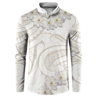 Tokelau Gardenia Thunbergia Button Sweatshirt Polynesian Art Vibe LT9 White - Polynesian Pride