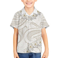Tokelau Gardenia Thunbergia Family Matching Off The Shoulder Long Sleeve Dress and Hawaiian Shirt Polynesian Art Vibe LT9 Son's Shirt White - Polynesian Pride