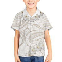 Tokelau Gardenia Thunbergia Kid Hawaiian Shirt Black Polynesian Art Vibe