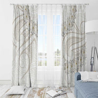 Tokelau Gardenia Thunbergia Window Curtain Black Polynesian Art Vibe