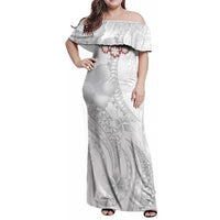 Manuia le Aso Sa o Tamaiti Tonga Family Matching Off Shoulder Maxi Dress and Hawaiian Shirt White Sunday Heilala Lei