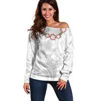 Manuia le Aso Sa o Tamaiti Tonga Off Shoulder Sweater White Sunday Heilala Lei LT9 Women White - Polynesian Pride