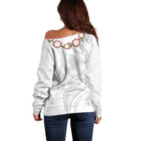 Manuia le Aso Sa o Tamaiti Tonga Off Shoulder Sweater White Sunday Heilala Lei LT9 - Polynesian Pride