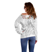 Manuia le Aso Sa o Tamaiti Tonga Off Shoulder Sweater White Sunday Heilala Lei LT9 - Polynesian Pride