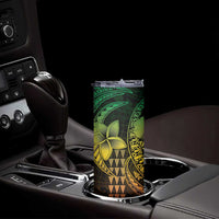 Hawaiian Sea Turtle Skinny Tumbler Reggae Hibiscus Flowers and Kakau Pattern
