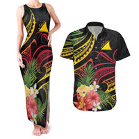 Personalised Tokelau Tropical Flowers Couples Matching Tank Maxi Dress and Hawaiian Shirt Reggae Polynesian Art Vibe LT9 Reggae - Polynesian Pride