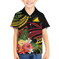Personalised Tokelau Tropical Flowers Family Matching Off Shoulder Short Dress and Hawaiian Shirt Reggae Polynesian Art Vibe