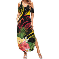 Personalised Tokelau Tropical Flowers Family Matching Summer Maxi Dress and Hawaiian Shirt Reggae Polynesian Art Vibe LT9 Mom's Dress Reggae - Polynesian Pride
