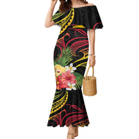 Personalised Tokelau Tropical Flowers Mermaid Dress Reggae Polynesian Art Vibe LT9 Women Reggae - Polynesian Pride