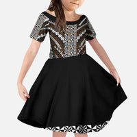 Brown Tongan Polynesian Tribal Family Matching Long Sleeve Bodycon Dress and Hawaiian Shirt - Polynesian Pride