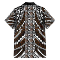 Brown Tongan Polynesian Tribal Family Matching Long Sleeve Bodycon Dress and Hawaiian Shirt - Polynesian Pride