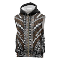 Brown Tongan Polynesian Tribal Sleeveless Zip Hoodie - Polynesian Pride