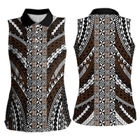 Brown Tongan Polynesian Tribal Women Sleeveless Polo Shirt - Polynesian Pride
