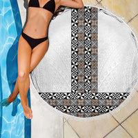 Light Gray Tongan Polynesian Tribal Beach Blanket - Polynesian Pride