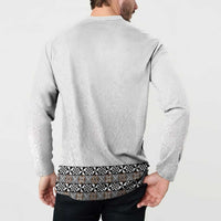 Light Gray Tongan Polynesian Tribal Button Sweatshirt - Polynesian Pride