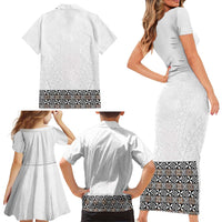 Light Gray Tongan Polynesian Tribal Family Matching Short Sleeve Bodycon Dress and Hawaiian Shirt - Polynesian Pride