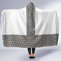 Light Gray Tongan Polynesian Tribal Hooded Blanket LT9 One Size White - Polynesian Pride
