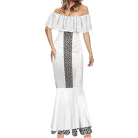 Light Gray Tongan Polynesian Tribal Mermaid Dress - Polynesian Pride