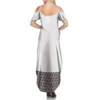 Light Gray Tongan Polynesian Tribal Summer Maxi Dress - Polynesian Pride