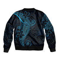 Black Blue Polynesian Tribal Bomber Jacket - Polynesian Pride