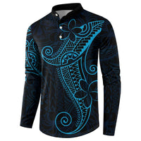Black Blue Polynesian Tribal Button Sweatshirt - Polynesian Pride