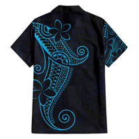 Black Blue Polynesian Tribal Family Matching Short Sleeve Bodycon Dress and Hawaiian Shirt LT9 - Polynesian Pride