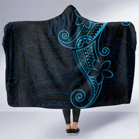 Black Blue Polynesian Tribal Hooded Blanket - Polynesian Pride